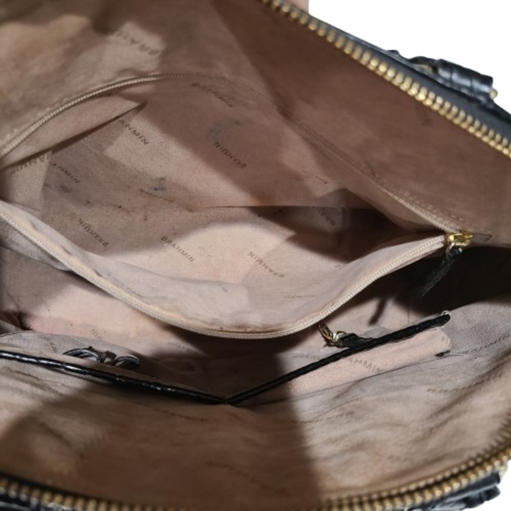 Brahmin Melbourne Duxbury Collection Satchel Bag Medium Black Croc-Embossed - Picture 7 of 16